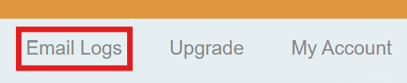 Screenshot of Track it Forward organizer dashboard menu with Email Logs circled in red
